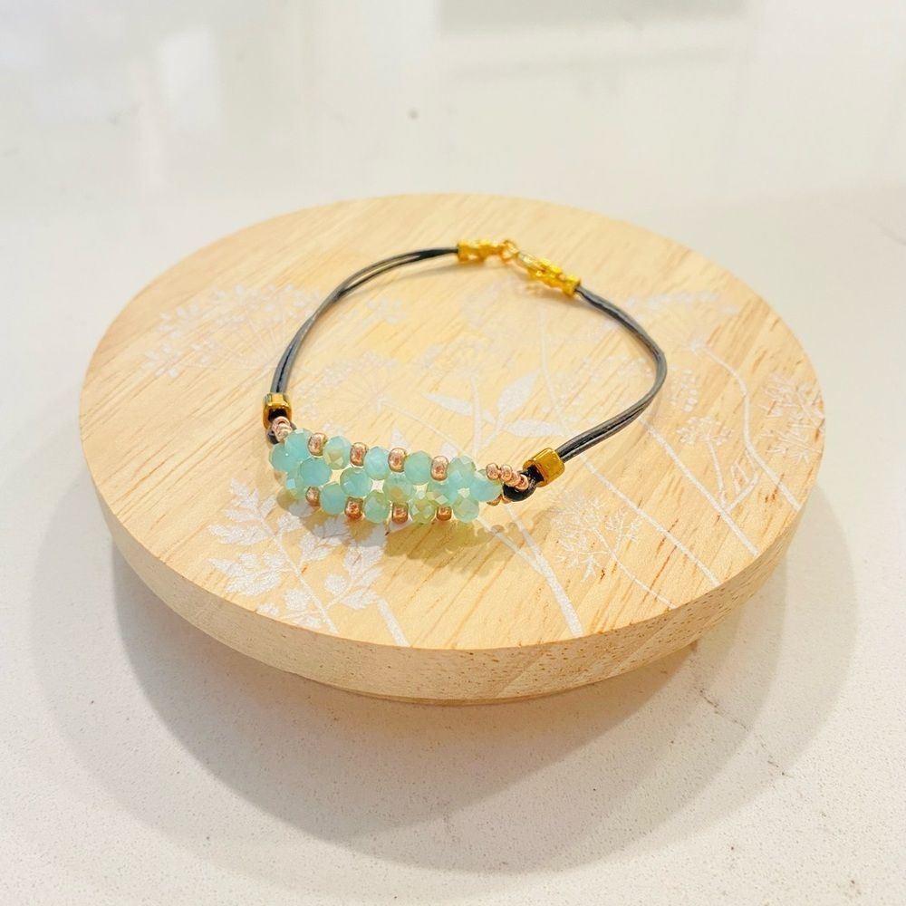 Galactic Crystal & Leather Bracelet
